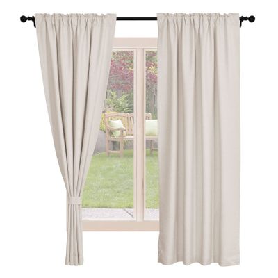 Frelement Blackout Linen Curtains Rod Pocket and Back Tab Curtains Window Treatments for Living Room Thermal Insulated Curtains Privacy Curtains, 72" W x 84" L, 2 Panels, Ivory White