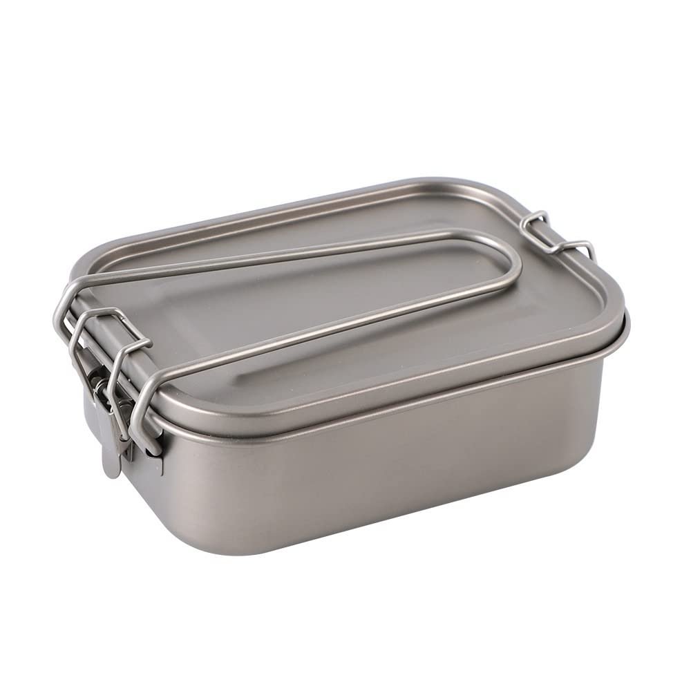 BOYAGU Outdoor Pure Titanium Lunch Box Camping bento Box Lunch Box Picnic Box Portable Tableware (Size : 2 800ml)