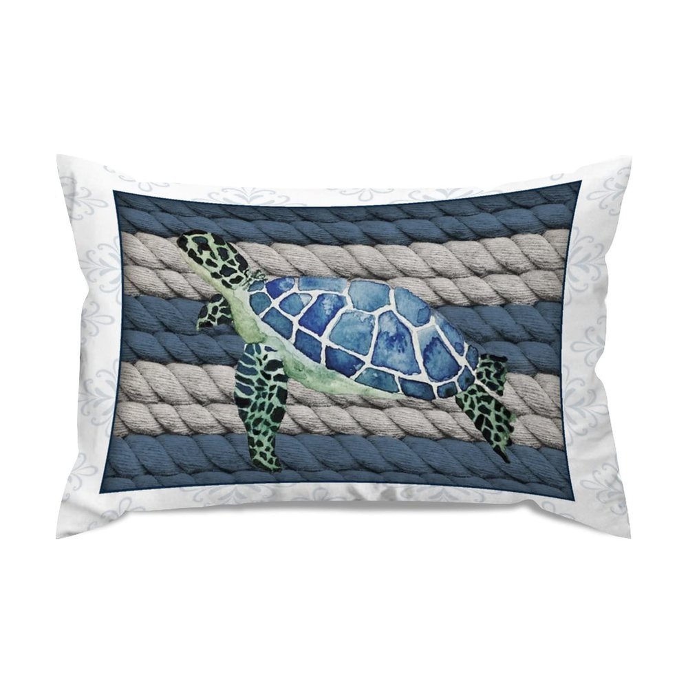 Coastal Decor Beach Theme Tropical Decorative Lumbar Throw Pillow Covers Cases Sea Ocean Life Sea Turtle Cushion Covers 12x18in for Couch Sofa Bedroom Car