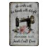Metal Tin Sign Wall Decoration She Works with Her Hands with Delight Proverbs 31:13 Novelty Metal Signs Personalized Sewer Name Retro Flowers 12x18in Retro Metal Wall Plaque for Girlfriend Gift Garden Bathroom Decoration view 1