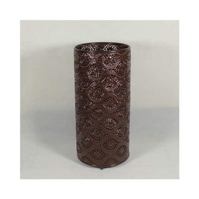 Umbrella Stands,Indoor Round Wrought Iron with Drip Tray and 3 Hooks Hotel Office Corridor/Brown