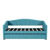 Daybed with Trundle Twin Size Day Bed Fabric Upholstered Sofa Bed Frame Slat Support for Bedroom, Living Room No Spring Box Needed(Blue) view 4