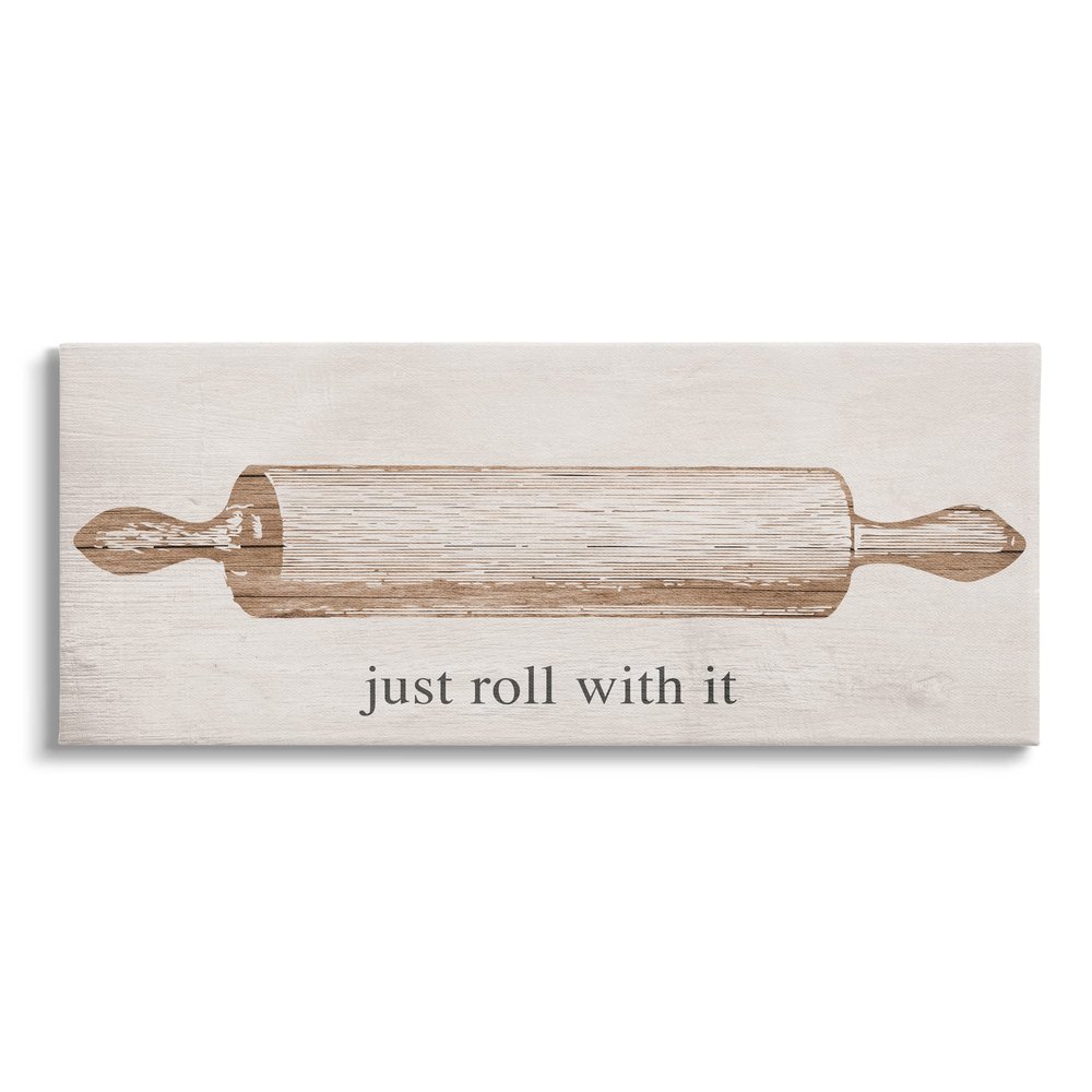 Stupell Industries Just Roll With It Phrase Canvas Wall Art, Design by Lil' Rue