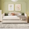 Bellemave Daybed with Trundle Twin Size Day Bed Fabric Upholstered Sofa Bed Frame Slat Support for Bedroom, Living Room No Spring Box Needed(Beige) view 1
