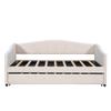 Bellemave Daybed with Trundle Twin Size Day Bed Fabric Upholstered Sofa Bed Frame Slat Support for Bedroom, Living Room No Spring Box Needed(Beige) view 4