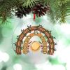 Baseball Personalized Christmas Ornaments 2022 Brown Rainbow Baseball Christmas Decorations for Tree Sport Ball Acrylic Christmas Ornaments Keepsake Gifts for Family Friend Wedding Anniversary view 4