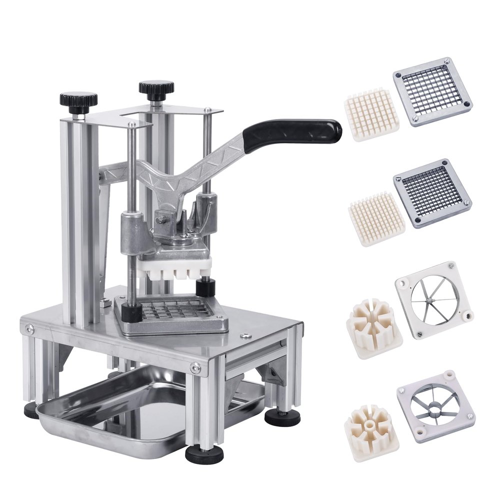 Rismanor Commercial French Fries Cutter 1/4 3/8 6 Wedges 6 Wedges to Core Stainless Steel Blades Potato Slicer Fruit Chopper for Restaurant Home Kitchen Cutting, Sliver