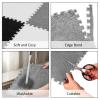 Amylove 18 Pcs Plush Foam Floor Mat Square Interlocking Carpet Tiles with Border Fluffy Play Mat Floor Tiles Soft Climbing Area Rugs for Home Playroom, 12 x 12 x 0.4 in (Black, White, Gray) view 3