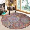 Round Area Rug 4' Hand Braided Jute Flatweave Multicolor Beige Design Handmade Boho Thick 0.27" Geometric Pattern Carpet Sisal Jute Rug Indoor Outdoor Use Rugs for Kitchen, Bedside, Yoga Mat view 2