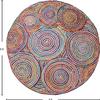 Round Area Rug 4' Hand Braided Jute Flatweave Multicolor Beige Design Handmade Boho Thick 0.27" Geometric Pattern Carpet Sisal Jute Rug Indoor Outdoor Use Rugs for Kitchen, Bedside, Yoga Mat view 3