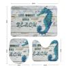 3 Pieces Sea Ocean Life Sea Horse Bathroom Rug Set Coastal Decor Beach Theme Tropical Soft Foam Non Slip Bath Mats Sets Toilet Contour Mat Lid Cover for Bathtub Shower and Bathroom Decor 20"x32" view 2