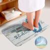 3 Pieces Sea Ocean Life Sea Horse Bathroom Rug Set Coastal Decor Beach Theme Tropical Soft Foam Non Slip Bath Mats Sets Toilet Contour Mat Lid Cover for Bathtub Shower and Bathroom Decor 20"x32" view 3