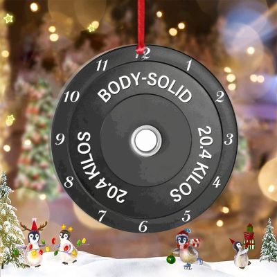 Barbell Weight Plate Fitness Lovers Personalized Christmas Ornaments 2022 Barbell Ornaments for Christmas Trees Acrylic Christmas Ornaments Keepsake Gifts for Wedding Anniversary Holiday Pendants