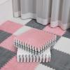 Amylove 18 Pcs Plush Foam Floor Mat Square Interlocking Carpet Tiles with Border Fluffy Play Mat Floor Tiles Soft Climbing Area Rugs for Home Playroom, 12 x 12 x 0.4 in(White, Pink, Gray) view 1