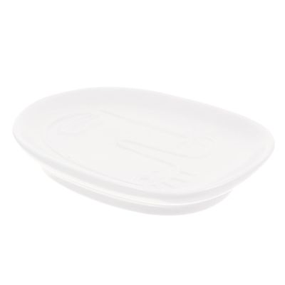 GLEAVI Ceramic Soap Dish Holder Simple-Shaped Bathroom Soap Rack Jewelry Dish High-Grade Ceramic Easy to Clean Self-draining Design Sponges White