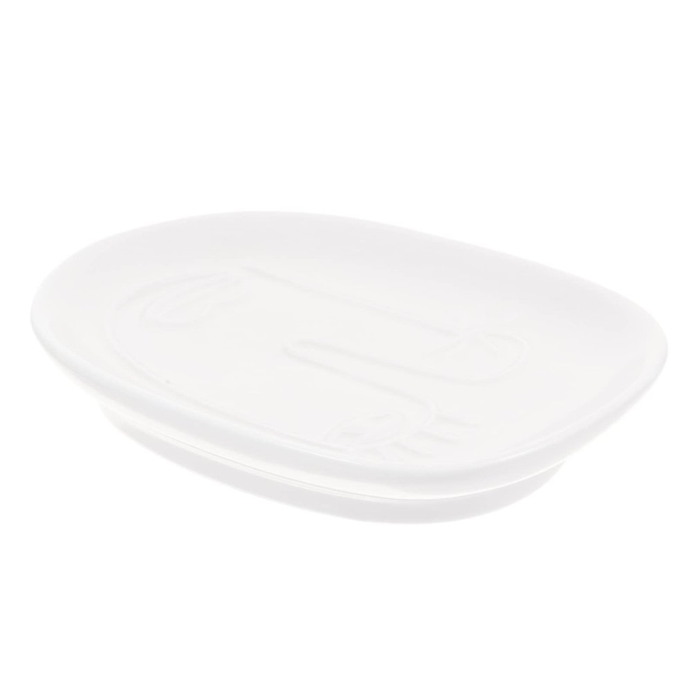 GLEAVI Ceramic Soap Dish Holder Simple-Shaped Bathroom Soap Rack Jewelry Dish High-Grade Ceramic Easy to Clean Self-draining Design Sponges White