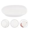 GLEAVI Ceramic Soap Dish Holder Simple-Shaped Bathroom Soap Rack Jewelry Dish High-Grade Ceramic Easy to Clean Self-draining Design Sponges White view 3