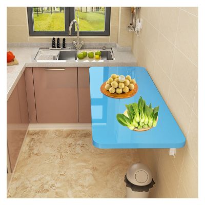 OCAZI Wall Mounted Folding Table Fold Down Floating Desk Laundry Folding Table Wall Mounted Table, Drop Leaf Tables for Small Spaces Wall Mounted Desk for Home Gift 90x30cm/35x12in Blue