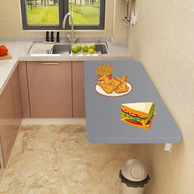 OCAZI Wall Mounted Folding Table Fold Down Floating Desk Laundry Folding Table Wall Mounted Table, Drop Leaf Tables for Small Spaces Wall Mounted Desk for Home Gift 50x40cm/20x16in Dark-Gray