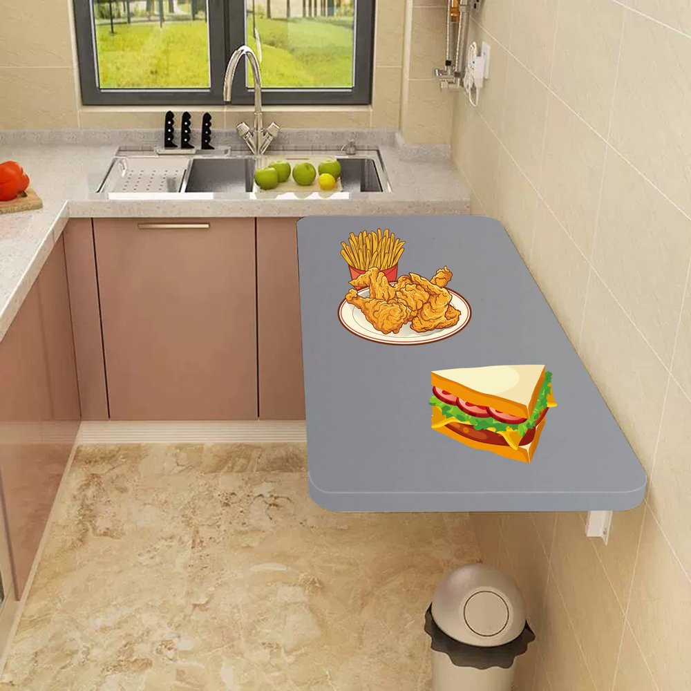 OCAZI Wall Mounted Folding Table Fold Down Floating Desk Laundry Folding Table Wall Mounted Table, Drop Leaf Tables for Small Spaces Wall Mounted Desk for Home Gift 50x40cm/20x16in Dark-Gray