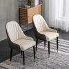 WEALTHGIRL 2 PCS Modern Dining Chair with PU Leather and Solid Wood Legs Partial Assembled for Dining Room Living Room Home Office (Black White) view 1