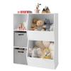 5-Cube Kids Toy Storage Cabinet, Freestanding Children Bookcase w/ 2 Foldable Storage Bins, Open Multi-Purpose Storage Display Organizer for Kids Room, Play Room, Hallway, Nursery view 1