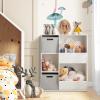 5-Cube Kids Toy Storage Cabinet, Freestanding Children Bookcase w/ 2 Foldable Storage Bins, Open Multi-Purpose Storage Display Organizer for Kids Room, Play Room, Hallway, Nursery view 2