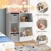 5-Cube Kids Toy Storage Cabinet, Freestanding Children Bookcase w/ 2 Foldable Storage Bins, Open Multi-Purpose Storage Display Organizer for Kids Room, Play Room, Hallway, Nursery view 4