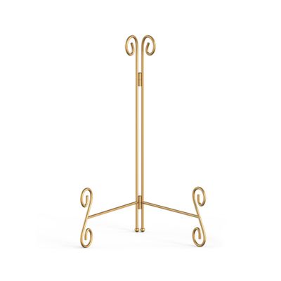 HEMYLU Gold Plate Stand, 10 Inch Decorative Holder for Displaying Platters, Heavy-Duty Metal Easel Stand for Picture, Photo Frame, Books and Round Objects, 1-Pack