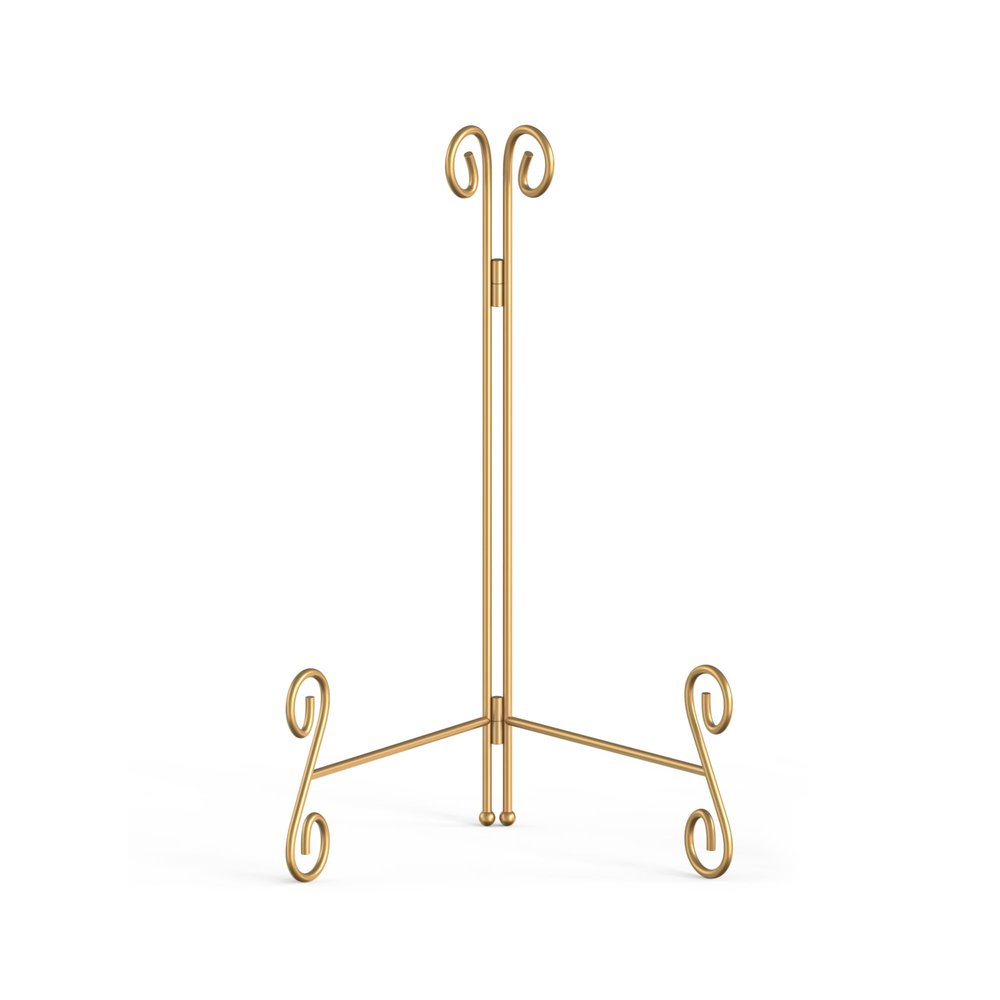 HEMYLU Gold Plate Stand, 10 Inch Decorative Holder for Displaying Platters, Heavy-Duty Metal Easel Stand for Picture, Photo Frame, Books and Round Objects, 1-Pack