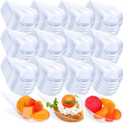Foaincore 500 Pcs 4 Inch Appetizer Spoons Tear Drop Mini Appetizer Plates Plastic Catering Supplies Disposable Tasting Spoons Asian for Desserts Sauces Sushi Ice Cream Sample Serving Party (Clear)