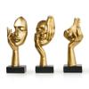 3 Pcs Gold Thinker Statues Sculptures for Home Decor, Golden Statues Table Decor Accents, House Decorations for Living Room Bedroom Office, Bookshelf Decorative Objects view 1