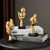 3 Pcs Gold Thinker Statues Sculptures for Home Decor, Golden Statues Table Decor Accents, House Decorations for Living Room Bedroom Office, Bookshelf Decorative Objects view 3