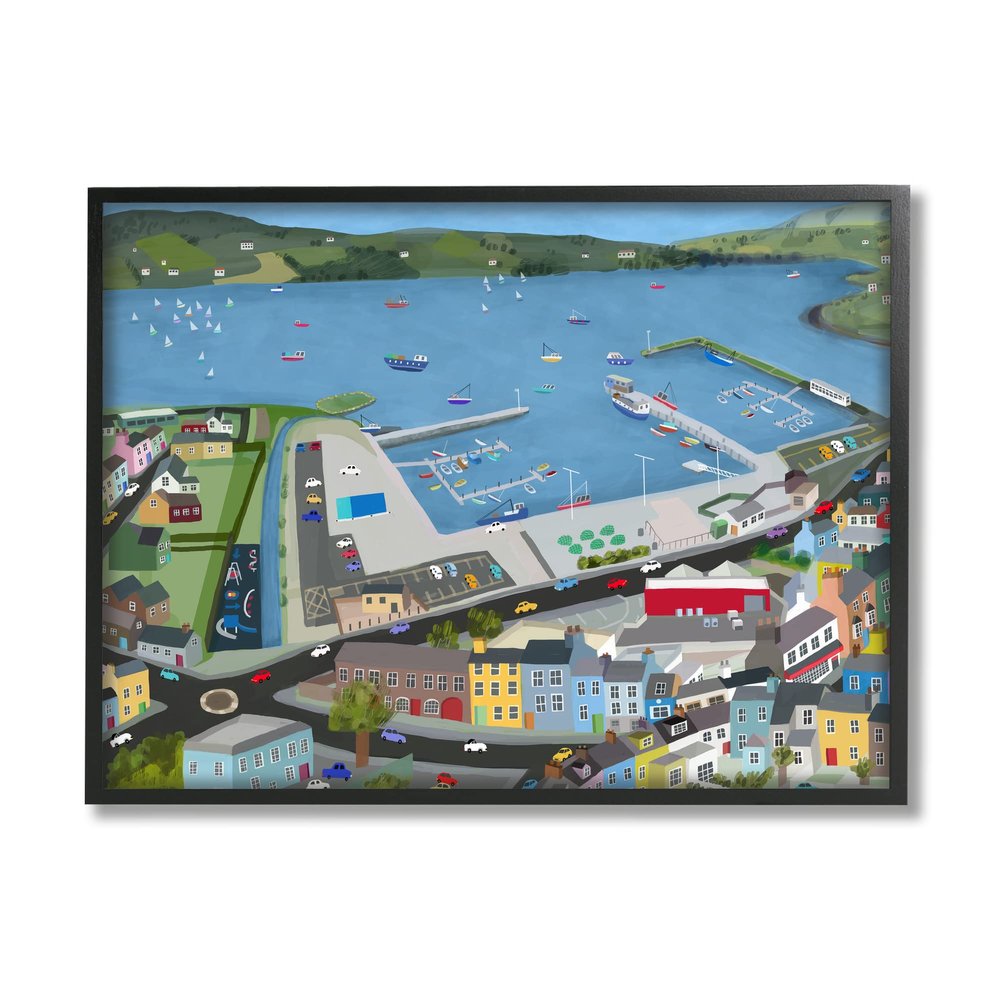 Stupell Industries Ocean Docks Suburb Streets Framed Wall Art, Design by Carla Daly