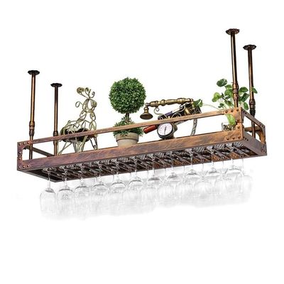 Ceiling Wine Racks, Adjustable Height Hanging Wine Glass Holder, Wall Mounted Wine Bottle Racks Bar Counter Hanging Stemware Goblet Holder (Color : Bronze, Size : 12035cm(4714inc