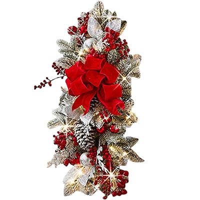 LUOZZY Christmas Glowing Wreath Luminous Xmas Wreath Decoration Christmas Home Hanging Ornaments, 60 * 30CM