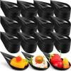 Foaincore 500 Pcs 4 Inch Appetizer Spoons Tear Drop Mini Appetizer Plates Plastic Catering Supplies Disposable Tasting Spoons Asian for Desserts Sauces Sushi Ice Cream Sample Serving Party (Black) view 1