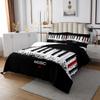 Manfei Kids Musical Bedspread Twin Size, Black and White Piano Key Quilted Coverlet with 1 Pillowcase, Retro Music Coverlet Set 2pcs for Boys Girls Room Decor,Soft Polyester Bedding Quilt view 2