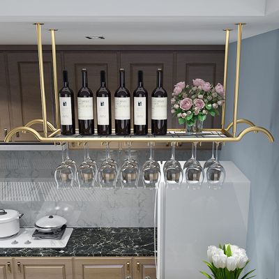 Bar Wine Glass Wine Bottle Rack, Hanging Wine Holder, Upside Down Home Bar Wine Storage Shelf, Wine Decoration Storage Holder (Color : C, Size : 120 * 30CM)