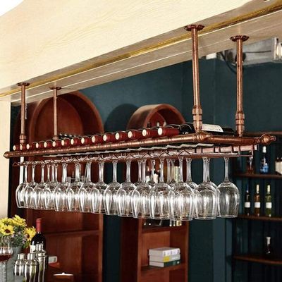 Wine Rack Wine Glass Rack, Wine Glass Hanger Rack Under Cabinet Stemware Wine Glass Holder Storage Hanger for Bar Kitchen Cabinet Iron Hanging Wine Glass Rack Adjustable Height