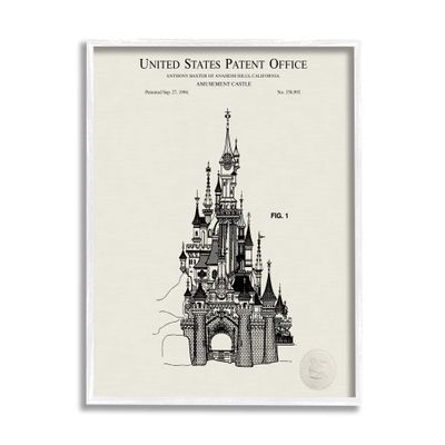Stupell Industries Intricate Castle Blueprint Diagram Framed Wall Art, Design by Karl Hronek