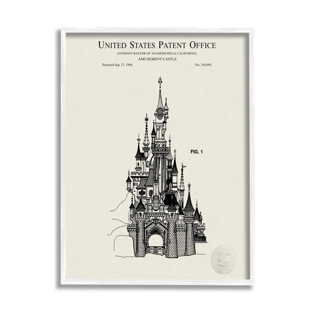 Stupell Industries Intricate Castle Blueprint Diagram Framed Wall Art, Design by Karl Hronek
