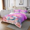 Manfei Kids Mermaid Bedspread King Size, Marine Life Coral Shell Conch Print Quilted Coverlet with 2 Pillowcases, Pink Purple Blue Glitter Coverlet Set 3pcs for Girls,Soft Polyester Bedding Quilt view 2
