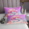 Manfei Kids Mermaid Bedspread King Size, Marine Life Coral Shell Conch Print Quilted Coverlet with 2 Pillowcases, Pink Purple Blue Glitter Coverlet Set 3pcs for Girls,Soft Polyester Bedding Quilt view 3