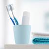 VOCOSTE 2Pcs Bathroom Toothbrush Cups, Blue and Gray, 4.33''x2.76'' 350ml view 2