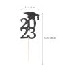 50Pcs 2023 Graduation Cap Cupcake Toppers Glitter Grad Cap Cake Picks for Graduation Theme Party Cake Decorations (Black) view 3