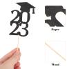 50Pcs 2023 Graduation Cap Cupcake Toppers Glitter Grad Cap Cake Picks for Graduation Theme Party Cake Decorations (Black) view 4