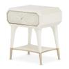 Michael Amini La Rachelle Beige 1-Drawer Nightstand with Acrylic Handle Solid and Manufactured Wood Birch Storage Table for Bedroom Organization and Elegant Dcor view 1