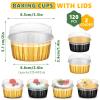 120 Pcs Aluminum Foil Baking Cups Mini Cake Pans with Lids 5 oz Cupcake Liners Disposable Muffin Tins Wrappers Baking Foil Ramekins Pans Aluminum Cupcake Cups for Birthday Party(Multicolor) view 2