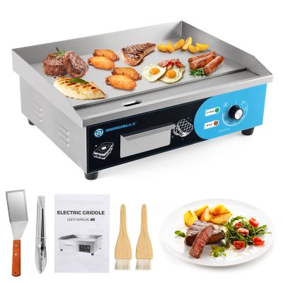 IRONWALLS Commercial Griddle Electric 22, 3000W Electric Flat Top Grill, Stainless Steel Countertop Electric Griddle Nonstick with 122~572Adjustable Temperature Control for Restaurant Kitchen